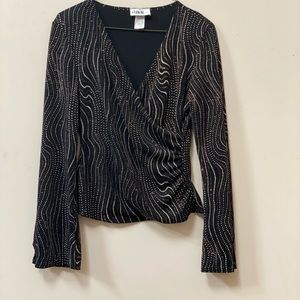 NWOT JBS Ltd. brand black and gold blouse. Sz M